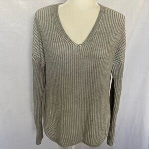 RACHEL Zoe Ribbed V Neck Sweater M